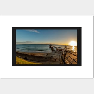 Fish eye view of Cromer pier at sunrise from above Posters and Art